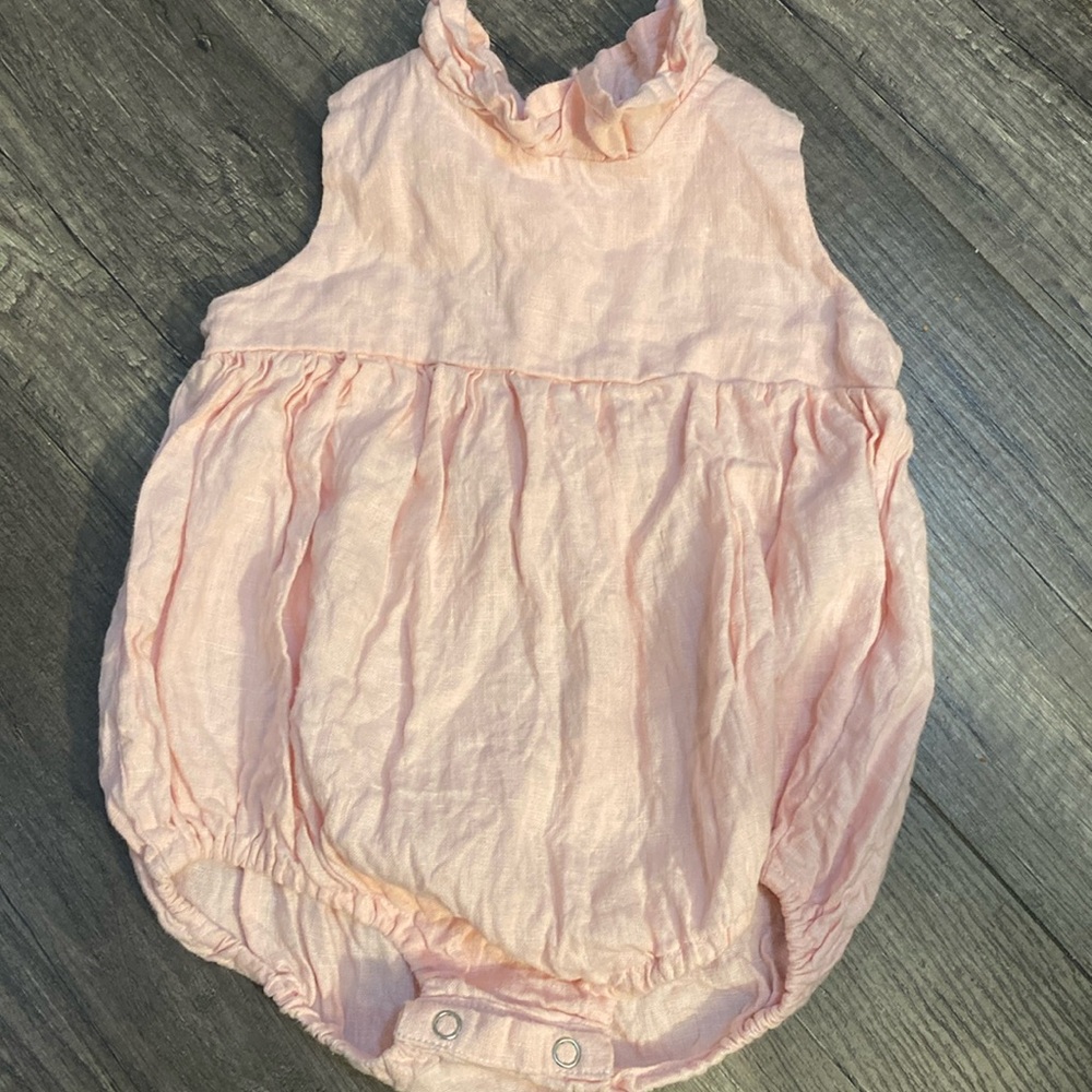 Linen pink  Baby Romper 6 - 9 months